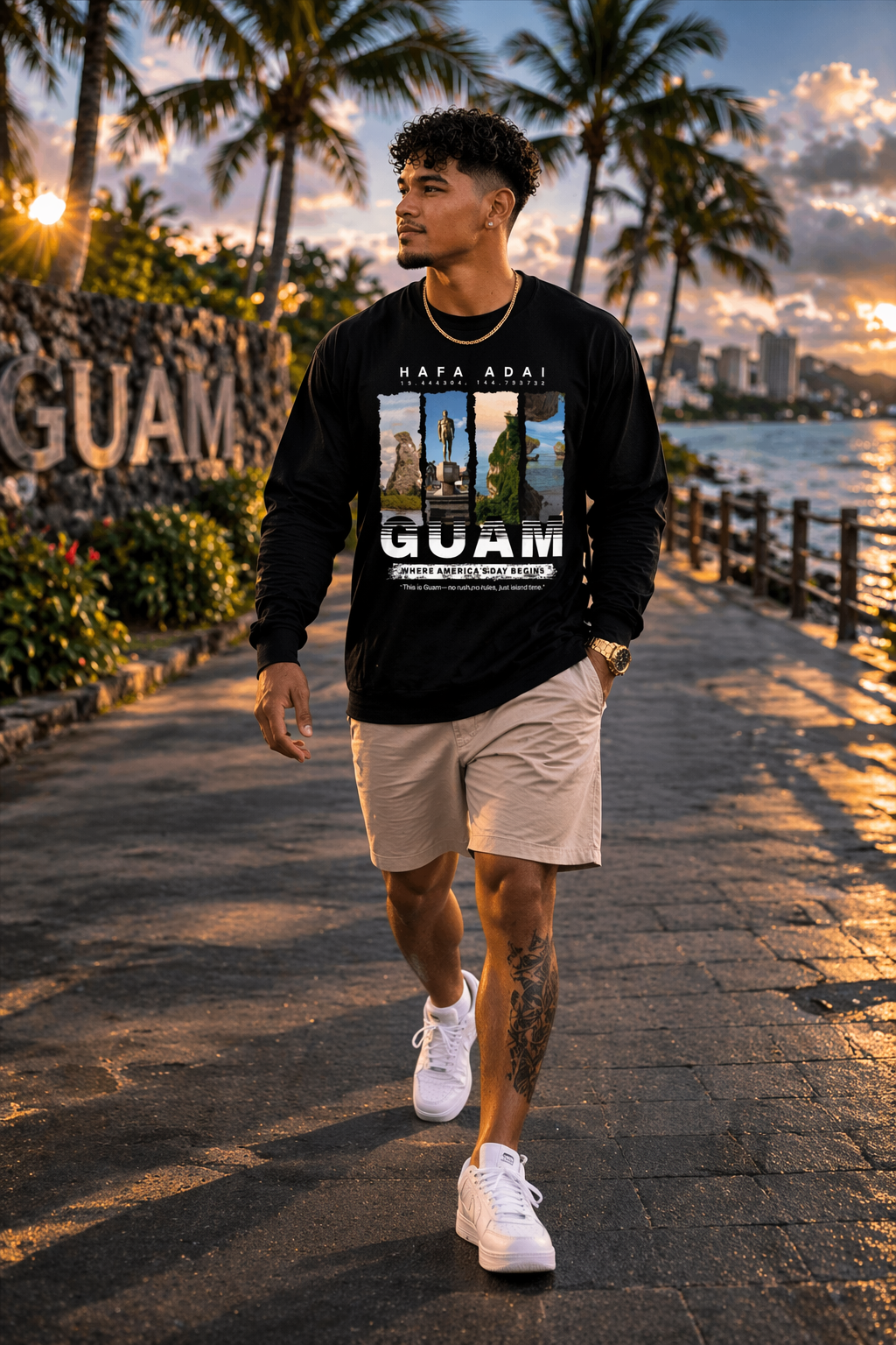 Guam Coordinates Long Sleeve— “Where America’s Day Begins”