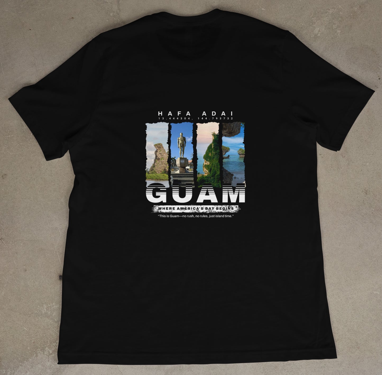 Guam Coordinates Tee— “Where America’s Day Begins”