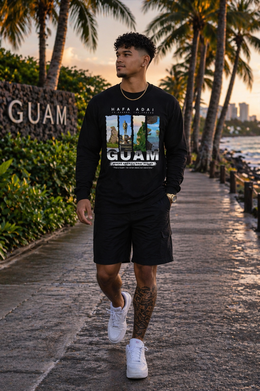 Guam Coordinates Long Sleeve— “Where America’s Day Begins”