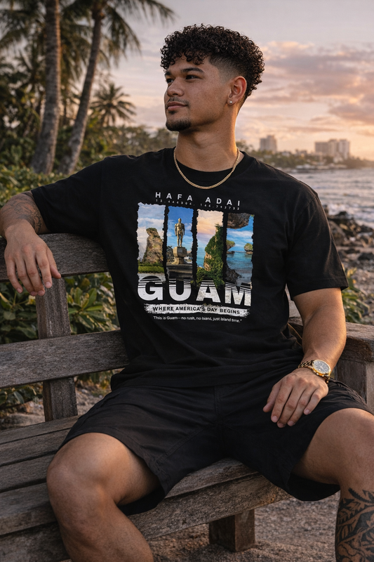 Guam Coordinates Tee— “Where America’s Day Begins”