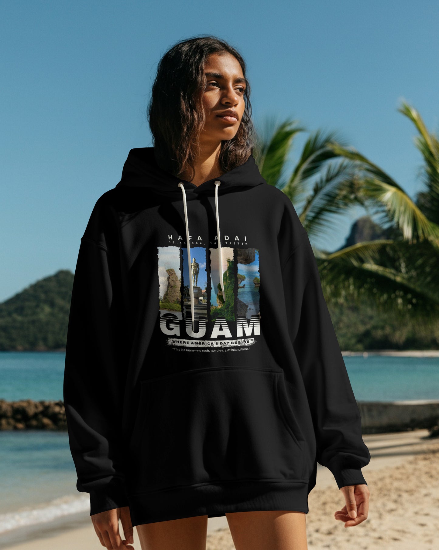 Guam Coordinates Hoodie— “Where America’s Day Begins”